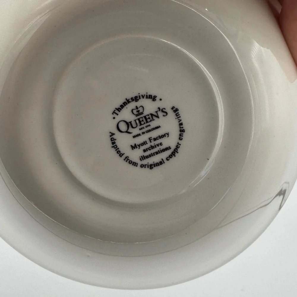 Queens Thanksgiving Turkey Cereal Bowls Set of 2 Myott Factory Archive 6.25in